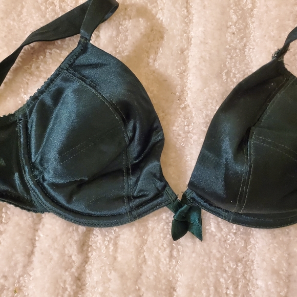Dark Green Satin Bra - Picture 3 of 5